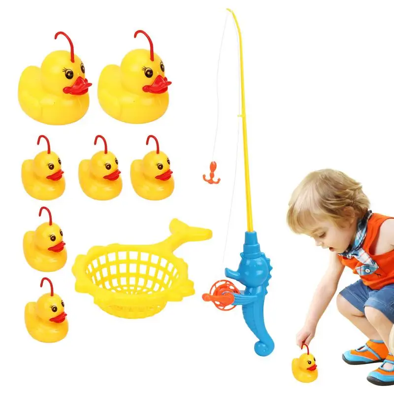 Bathtub Fishing Toy Floating Pool Bathtub Water Toys Bathtub Toys Fishing Game With Fishing Pole 7 Rubber Ducks And Fishing Net