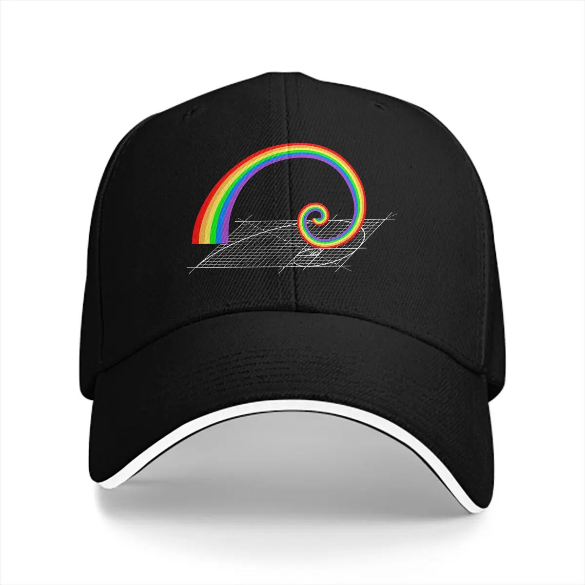 Pure Color Dad Hats Spiral Rainbow Rising Men's Hat Sun Visor Baseball Caps Fibonacci Sequence Golden Ratio Peaked Cap