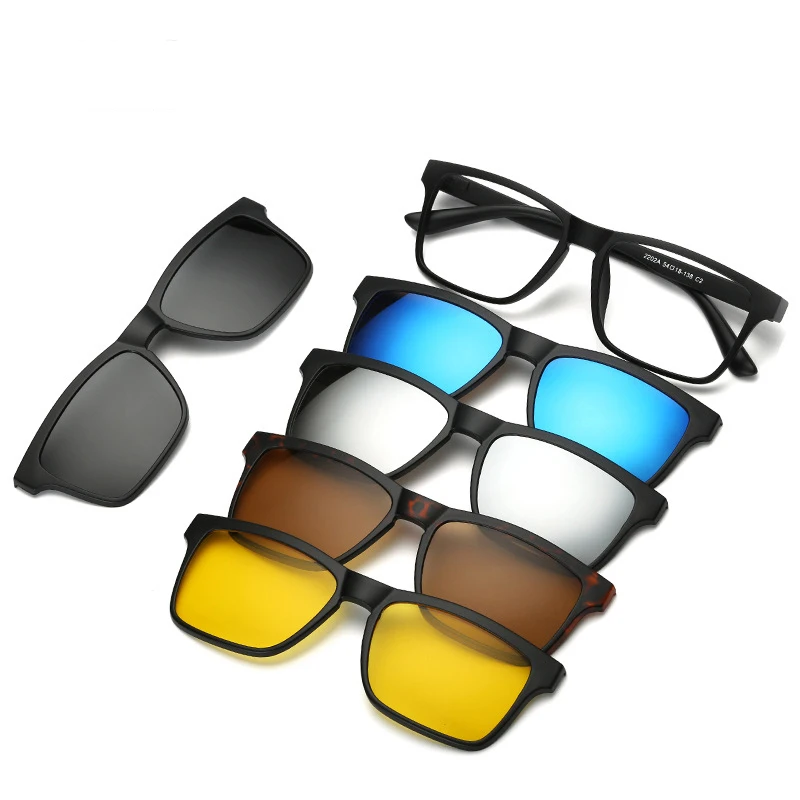 HDCRAFTER 6 In 1 a lot Men Women Polarized Optical Magnetic Sunglasses Clip Magnet Clip on Sunglasses Prescription Glasses Frame