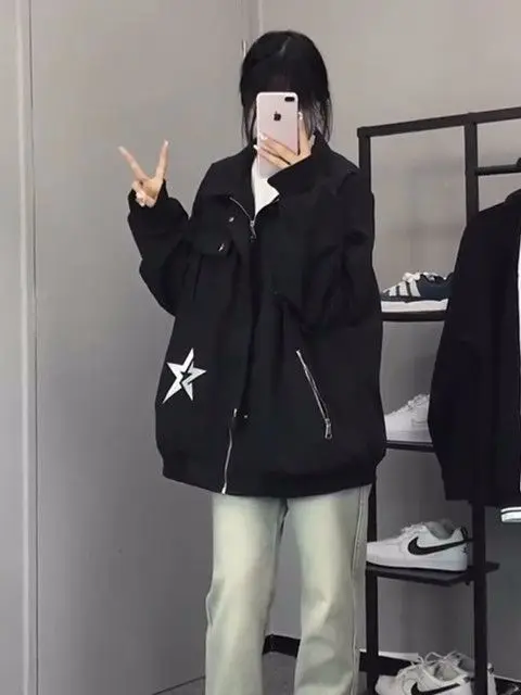 Senhoras jaquetas jeans para mulher feminino peludo ajustável botão-up ulzzang impressão floral impressão preppy textura artes duplo-deck