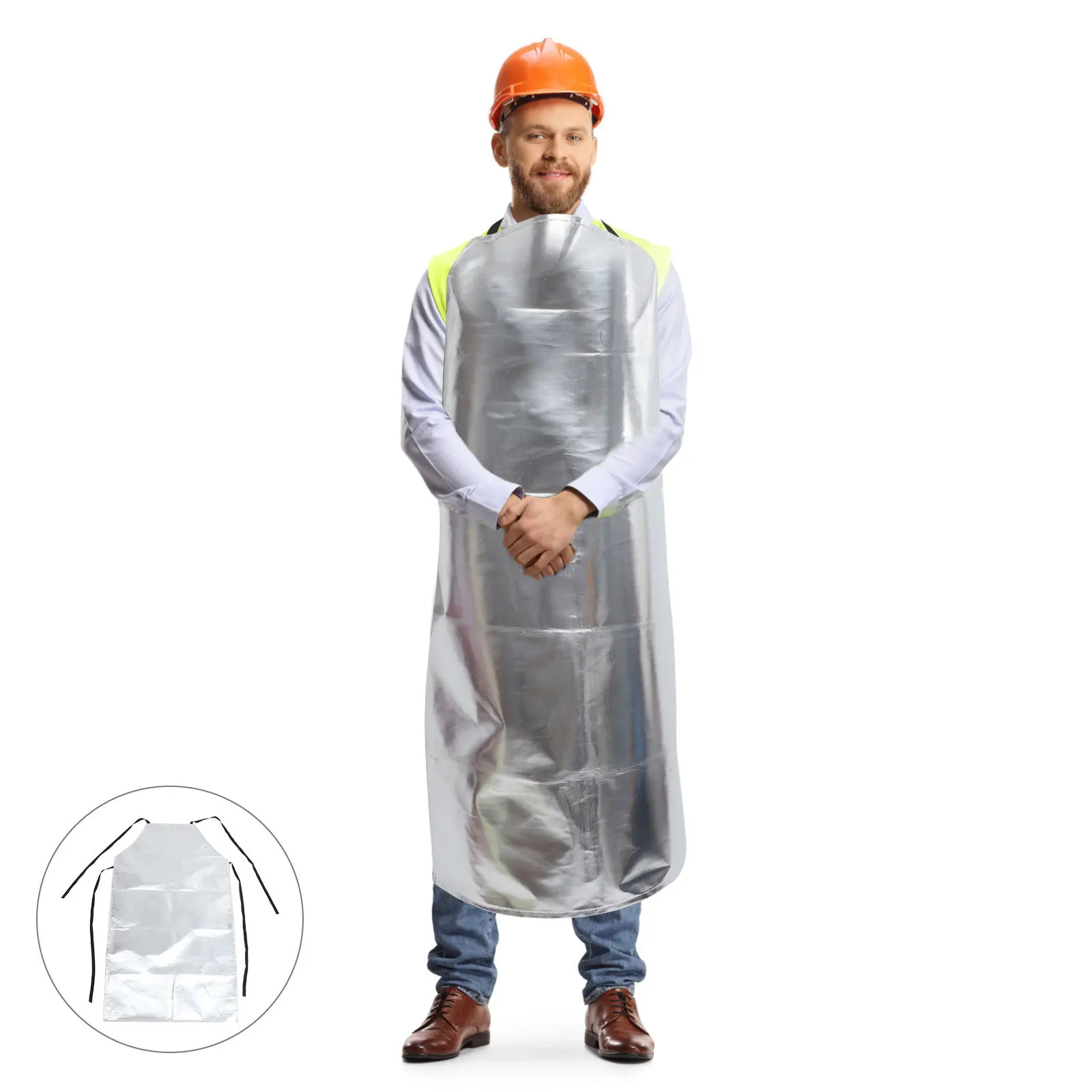 

Thermal Insulation Apron Aluminum Foil Fireproof Oil Resistance Protective Suit Heavy Duty Adjustable Workshop Apron
