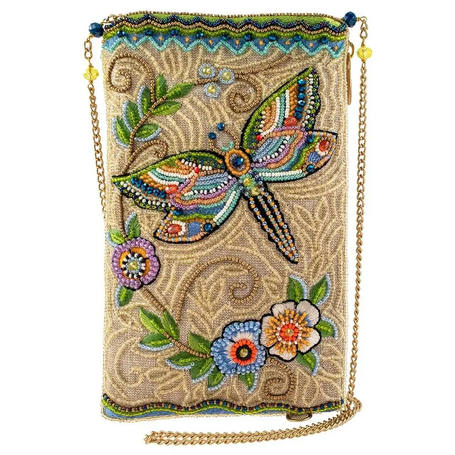 

Spirit Beaded Dragonfly Crossbody Cell Phone Bag with Removable Strap, Multicolor