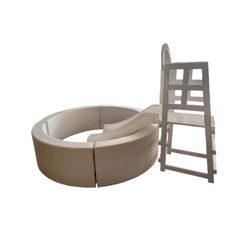 Commercial Durable white Plastic Slide, 4ft with 5ft Ball Pit, Suitable for Event Rental