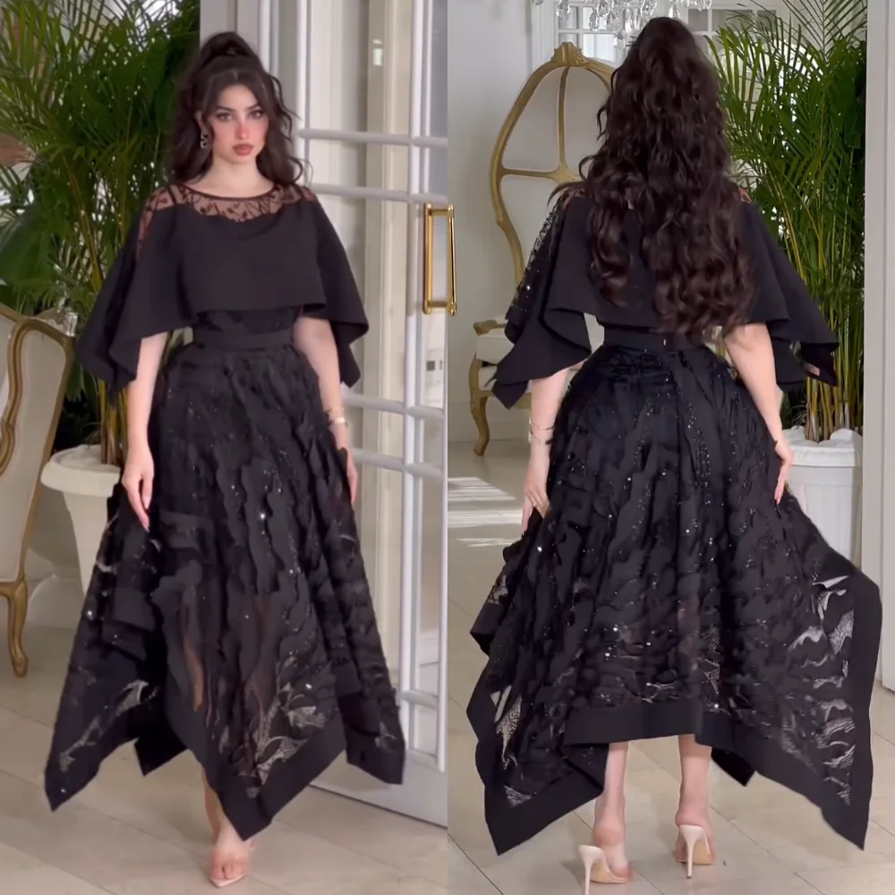 Customized Jersey Sash Ruched O-Neck A-line Midi Dresses Bespoke Occasion Classic Elegant Sizes Available