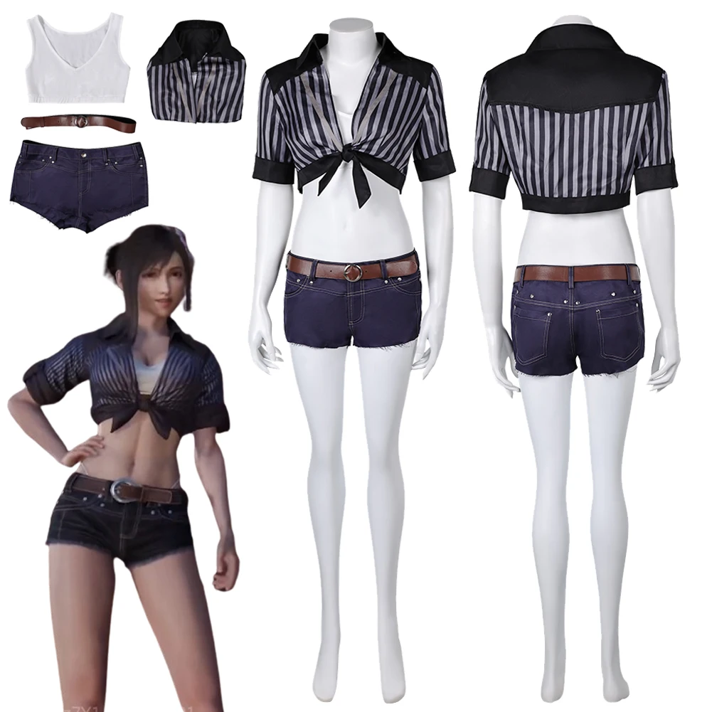 

Костюм для косплея Tifa Фэнтези VII, фэнтезийная игра FF7, Солнцезащитный купальник, Маскировка для женщин, костюм для взрослых на Хэллоуин и карнавал