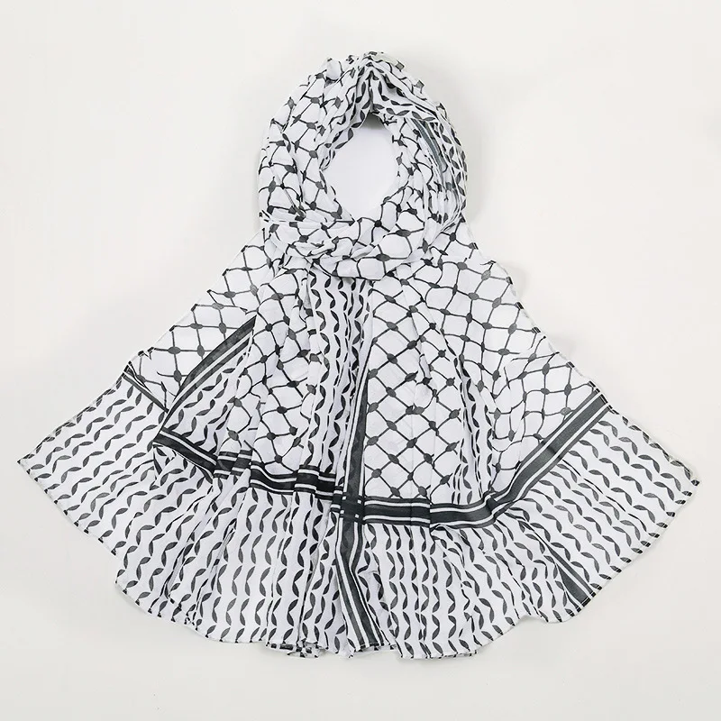 Print Dubai Chiffon Keffiyeh Abaya Damen Islam Hijab Women Hijabs Femme Turban Saudi Dubai Headscarfs