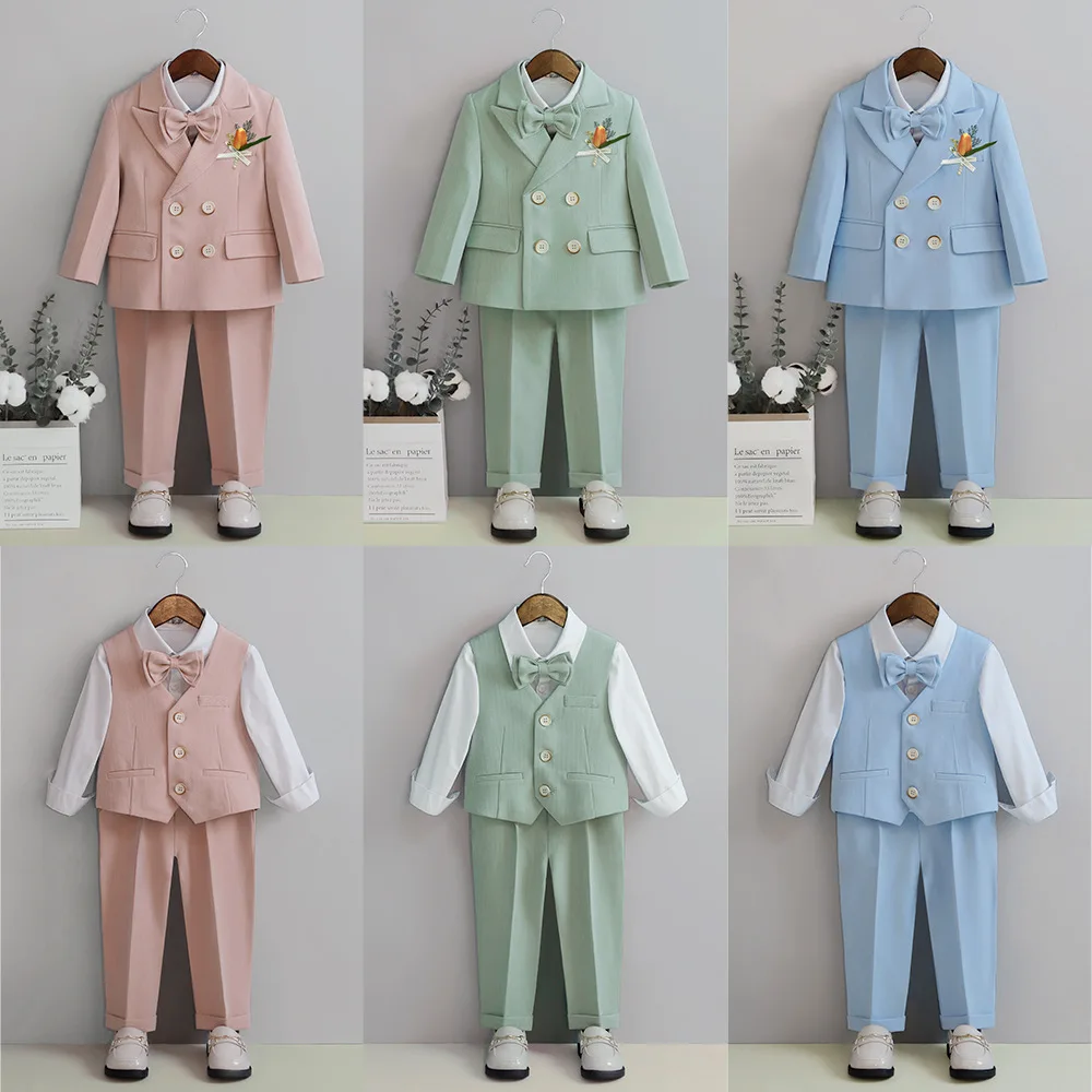 

Children Candy Color Photography Suit Boys Formal Piano Ceremony Costume Kids Birthday Wedding Party Performance Tuxedo Dress