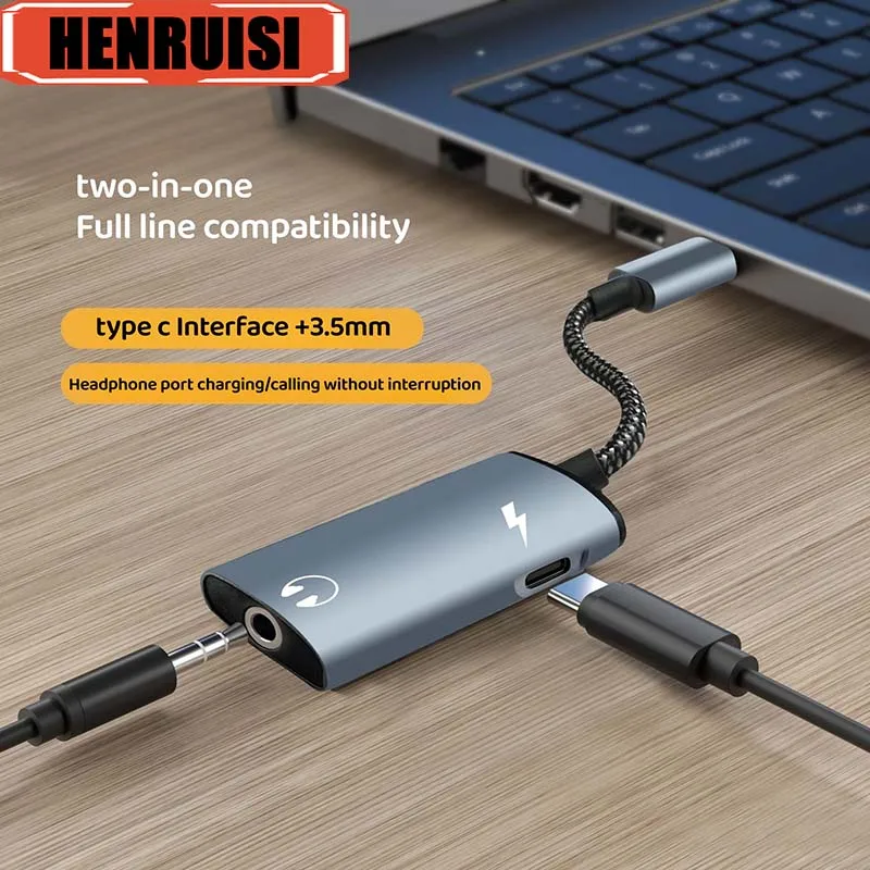 

2 in 1 Type-C to 3.5MM Audio Adapter Cable & Charging Port Earphone Type-C Audio Cbale Portble Digital Converter USB C Splitter