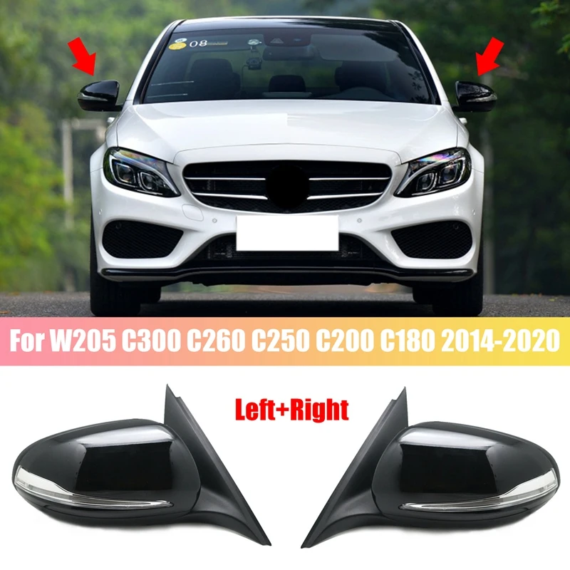 Blind Spot For Mercedes Benz W205 C300 C260 C250 C200 C180 2014-2020 Rear View Mirror Assembly Black