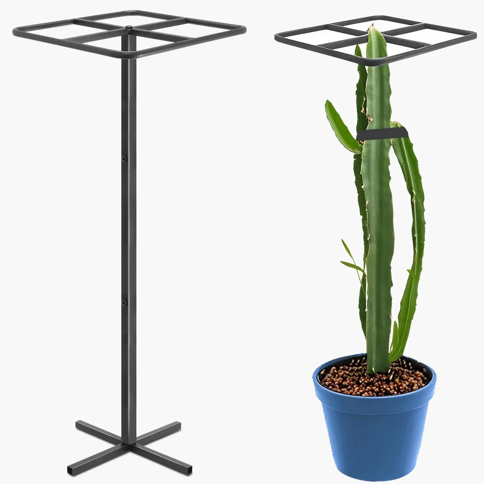 Reinforced Steel Plant Trellis Adjustable Height Climbing Support Multiple Tier Ladder Stand Vertical Gardening Tower Pergola for Dragon Fruit Vines Vegetables Longan Outdoor Square Cross Base 11x11x61in