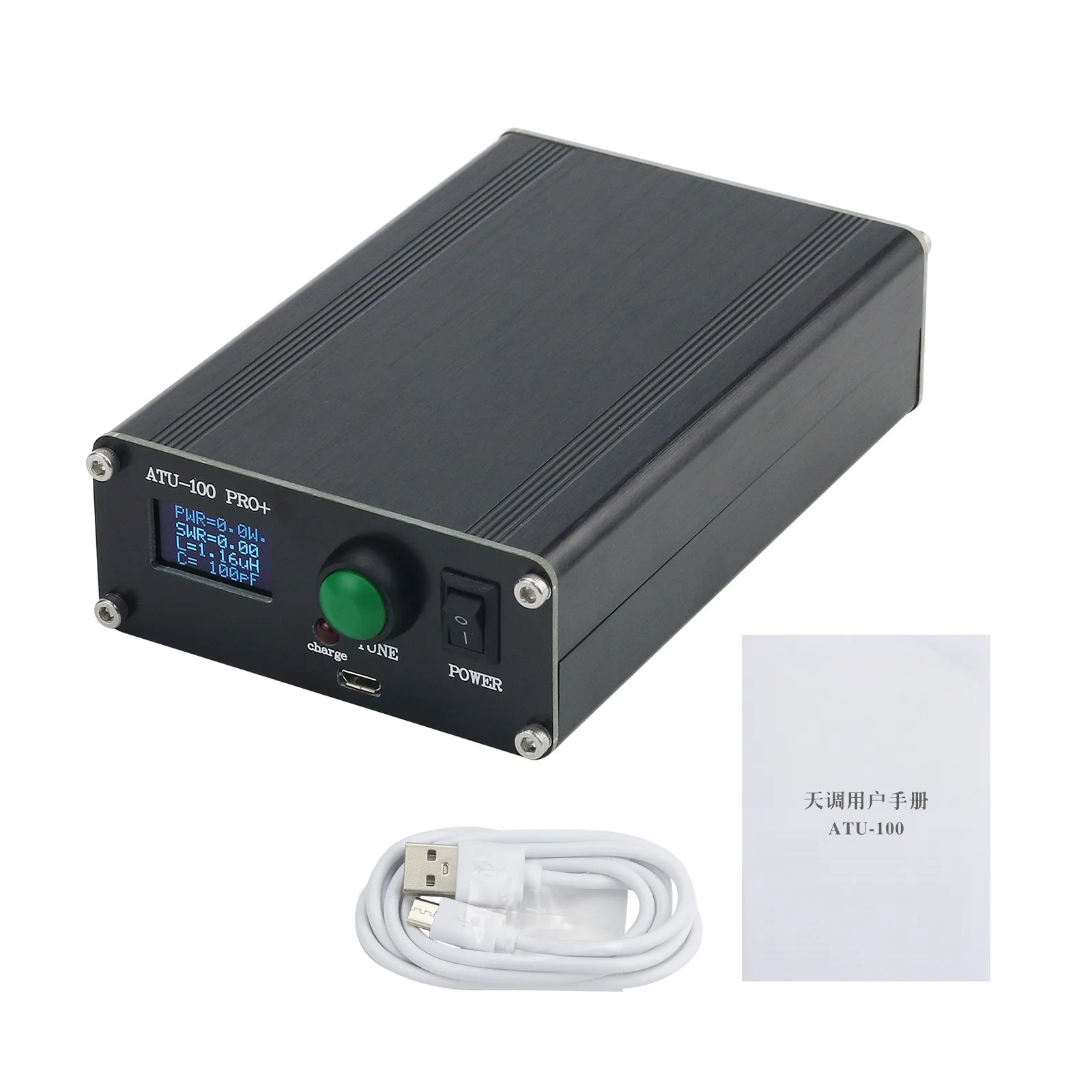 

ATU-100 PRO+ 100W 1.8-50MHz Automatic Antenna Tuner Assembled with 0.96-Inch OLED Display and Shell