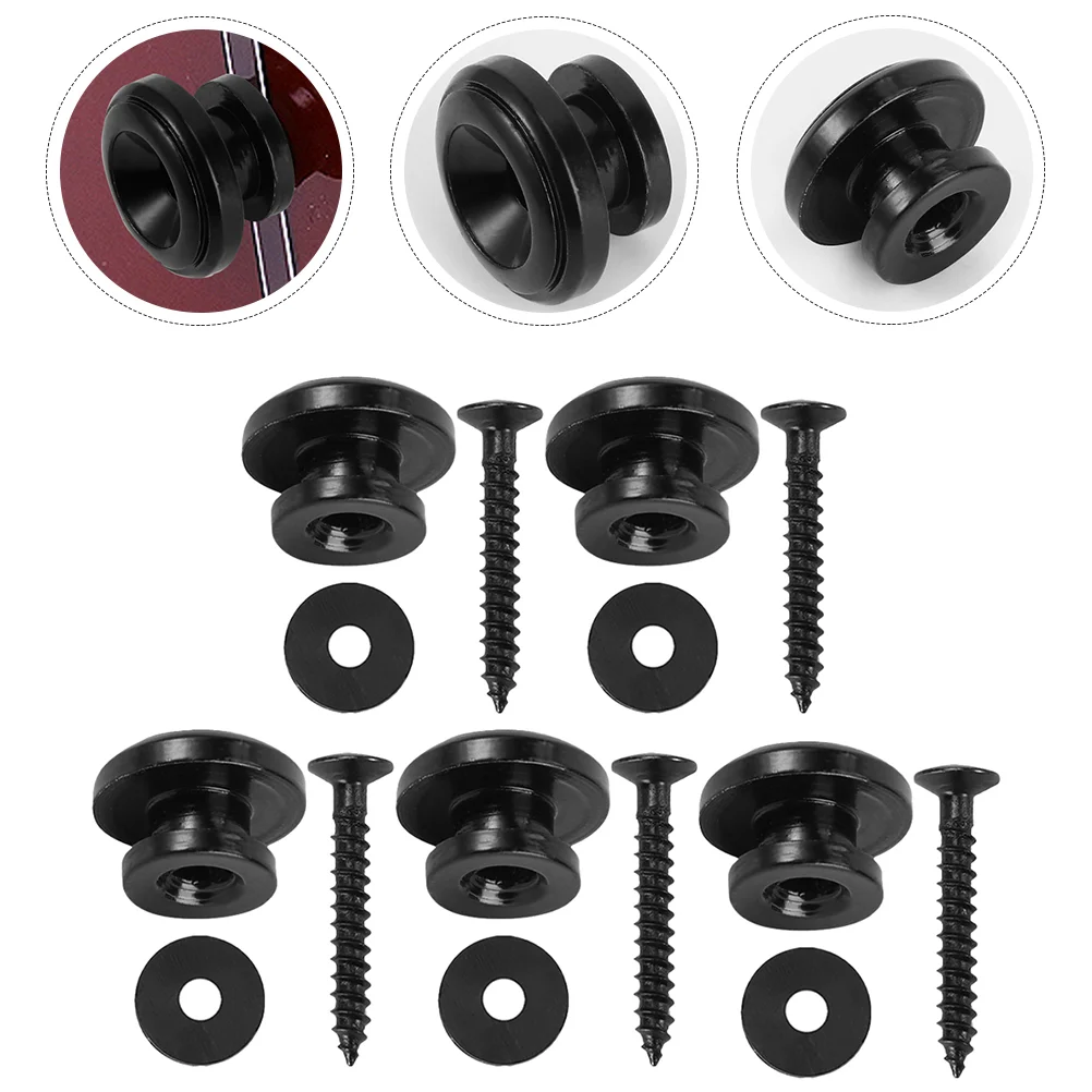 

6 Pcs Guitar Strap Buckle Metal Button Bass Straps Pegs Electric Anti-off Pin Lock Parts