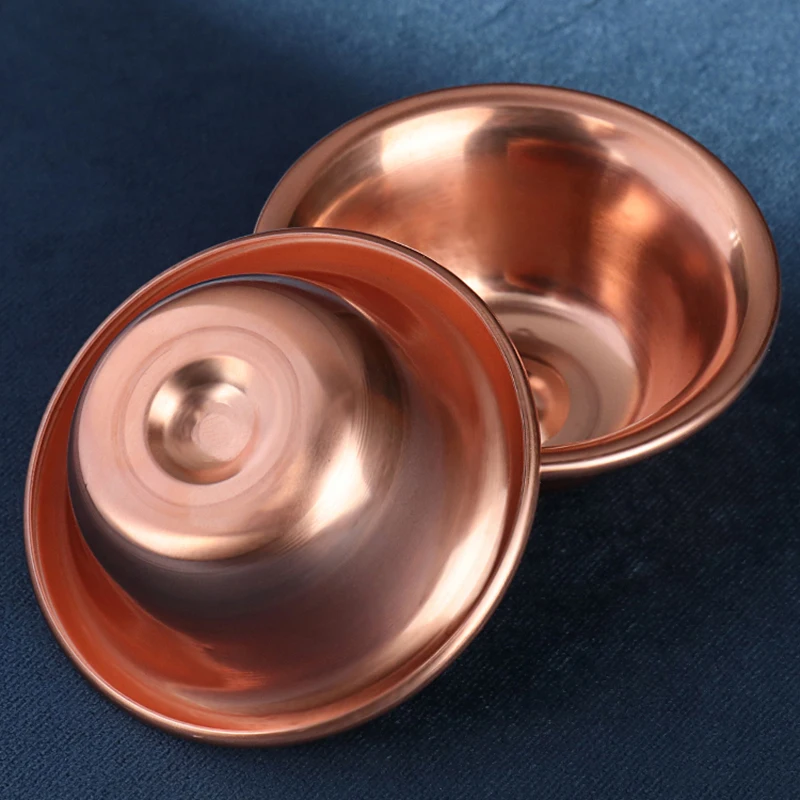 Bol d'eau purifiante en cuivre pur 7*3cm, ornements pour Bouddha, fournitures bouddhistes, bol d'eau finement poli