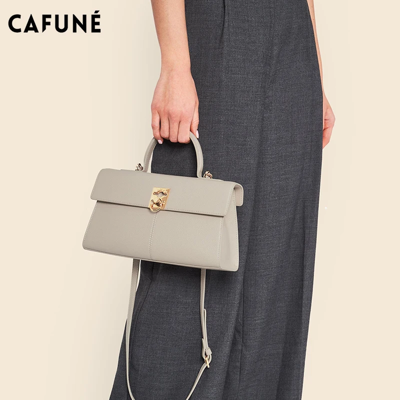 Fashion CAFUNE Ladies PU Leather CAFUNE Stance Wallet Shoulder Messenger Handbag Trapezoidal Medium Size Bag