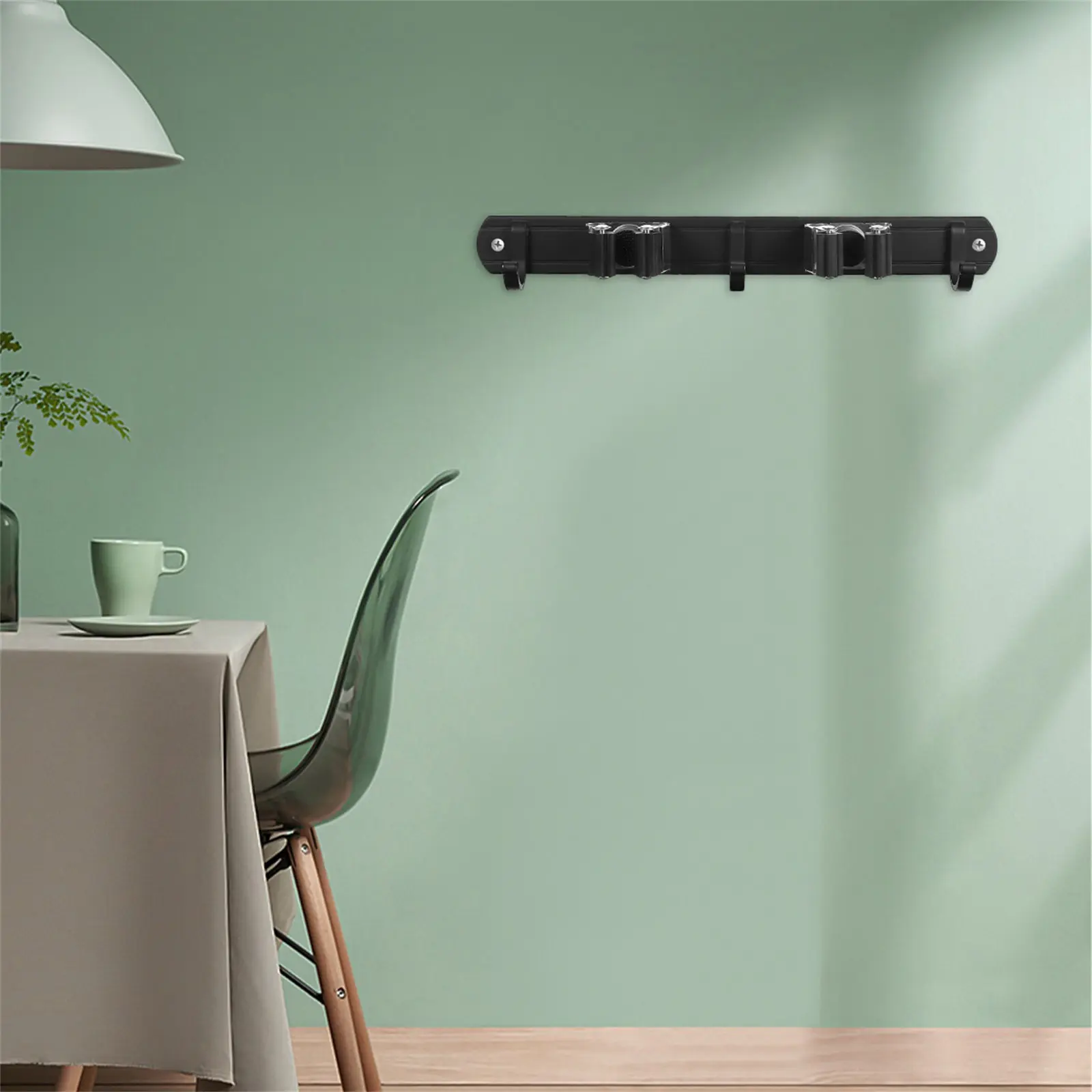 

Space Aluminum Wall Mount Mop Holder Broom Rack Hooks Heavy Duty Weather Resistant Floor Mop Wall Organizer for Shed Garage Tool