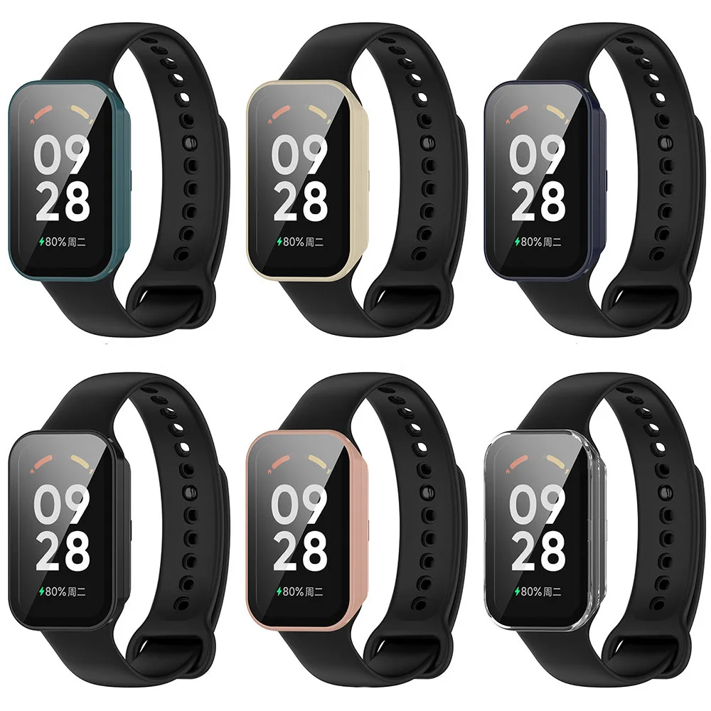 PC + szkło etui ochronne do Xiaomi Smart Band 8 aktywny pełny ekran ochraniacz osłony zderzak dla Redmi Band 2