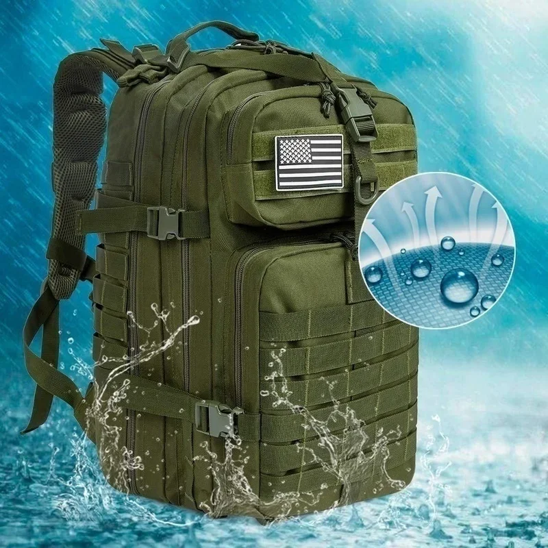 JBTP-Mochila de Nylon Impermeável, Tactical Sports Mochilas, Outdoor Hunting Bag, Mochilas militares para Trekking, Pesca, Camping, Caminhadas, 50L, 1000D