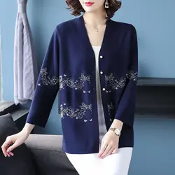 2023 New Spring and Autumn Fashion Thin Cut Out Printing Casual Loose Versatile Women's Outwear Ice Silk Knitted Cardigan