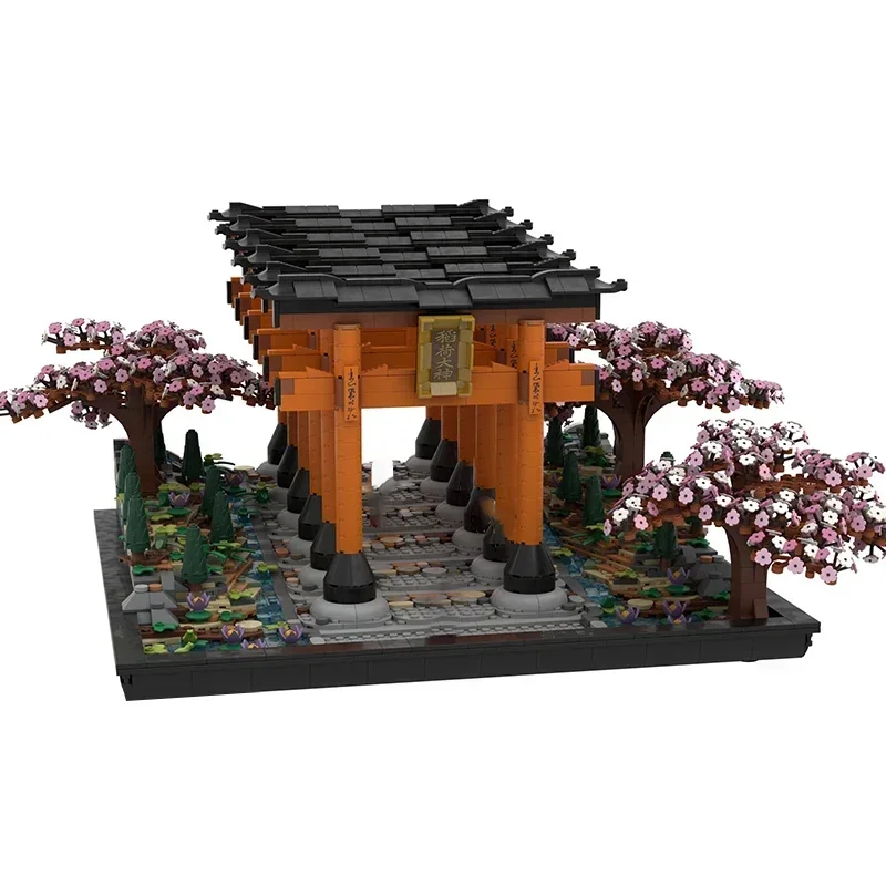 Street view Model Moc Bouwstenen Fushimi Lnari Gate Walkway Technologie Modulaire Blokken Cadeau Kerst Speelgoed DIY Sets Montage