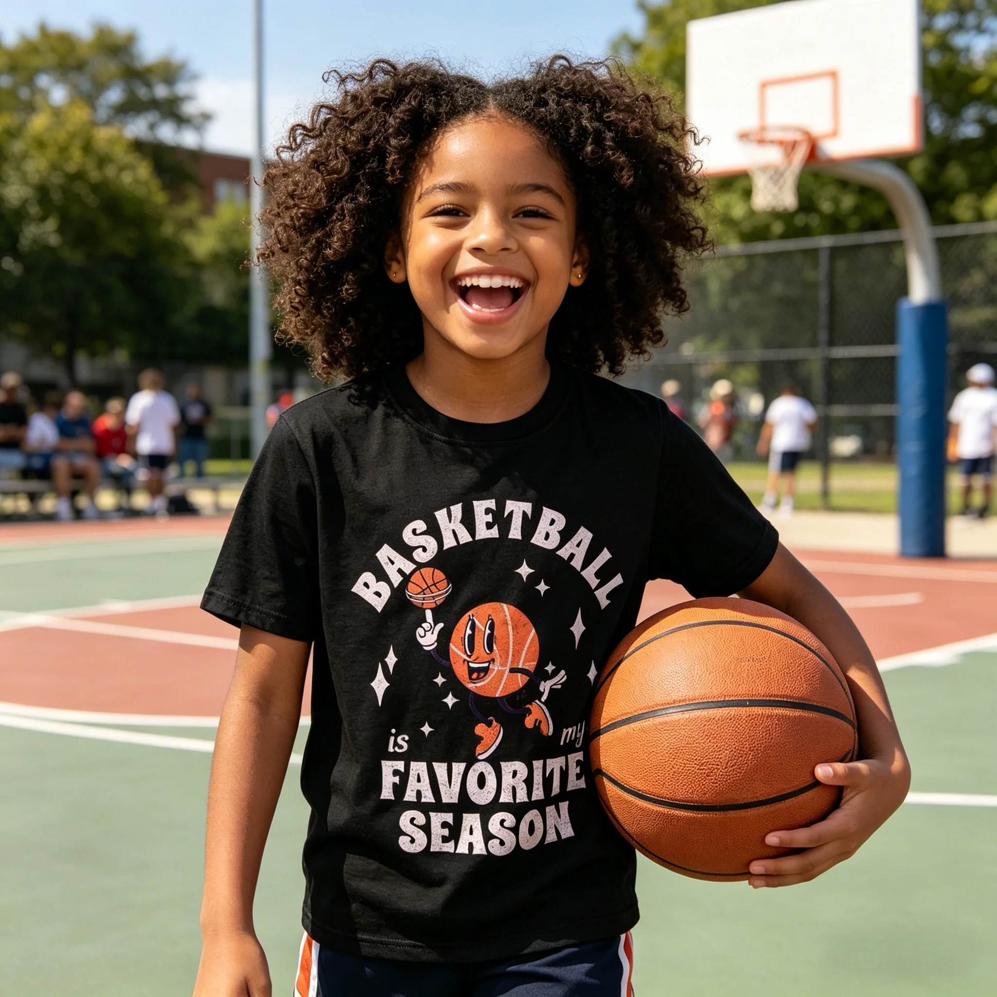 Basketball Player Gift Cute Basketball Print T-Shirt Cotton Soft Breathable Machine Washable Round Neck for Daily Casual