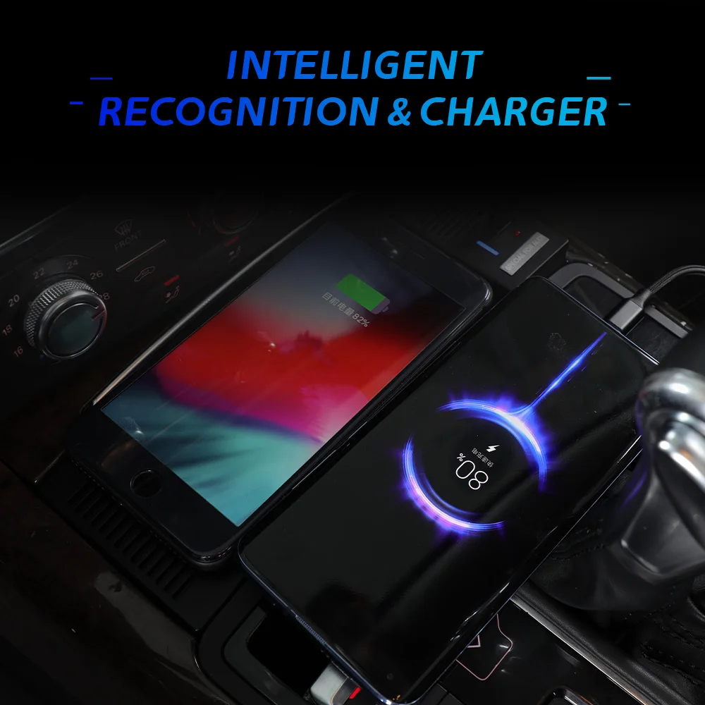 شاحن لاسلكي لأودي A6 S6 RS6 A7 S7 RS7 C7 2011-2018 ولاعة السجائر شاحن سيارة 15 واط سيارة الهاتف المحمول تشى شحن سريع