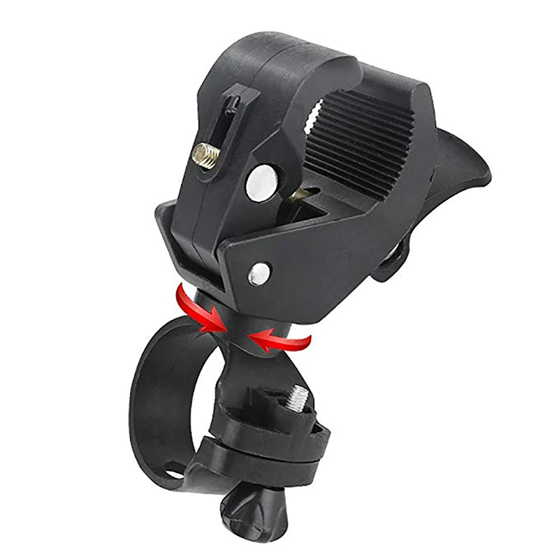 Universal 90/360 Degree Rotating Bike Bicycle Handlebar Led Flashlight Torch Mount Clamp Clip Holder Grip Bracket (Black)