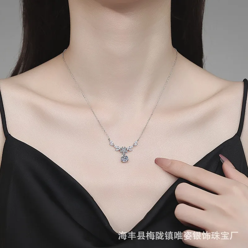 Luxuriöse 925 Sterling Silber Halskette mit Blätter-Anhänger für Damen, Hochzeit, Verlobung, Modeschmuck, 5A Zirkon, Klassisches Geschenk für Partys – Detail 4