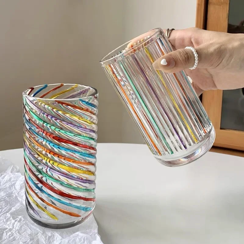 1Pcs Champagne Glasses Retro Colorful Relief Transparent High-capacity Whisky Barware For Home Bar Parties Anniversary Wedding