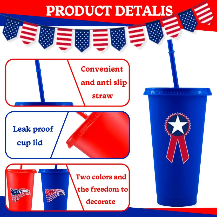 24pcs 24oz PP Outdoor Water Cups, Durable & Easy to Clean, Perfect for Drinks, Juice, Cold Beverages & Milk, Essential for Travel, Camping & Hiking, Ideal Gift Set for Easter, St. Patrick's Day & Mother’s Day