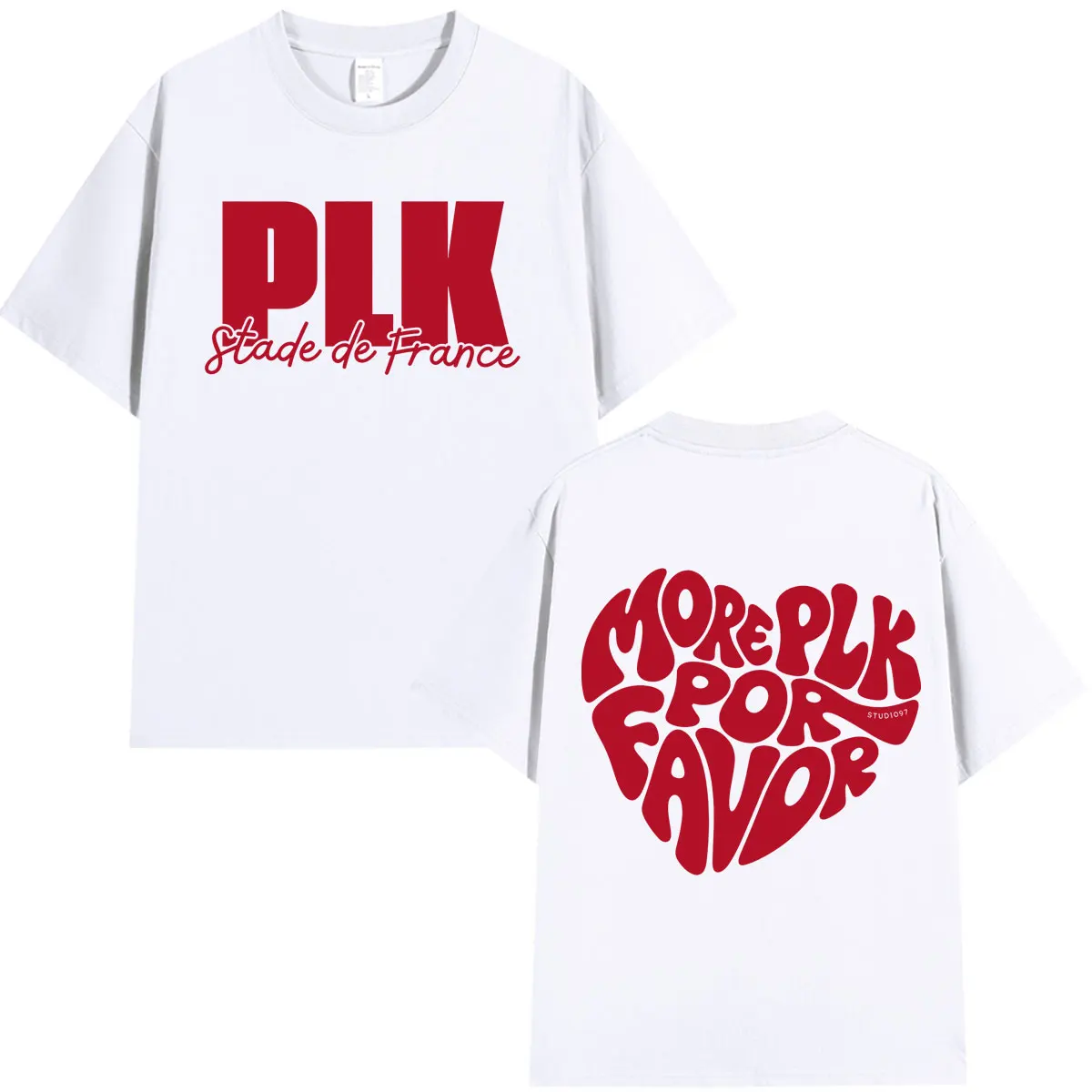 PLK Stade De France 2026 Tour Merchandise Doppelseitig Bedrucktes T-Shirt für Männer und Frauen, Modische Kurzarm-Oversize-Baumwoll-T-Shirts – Detail 2