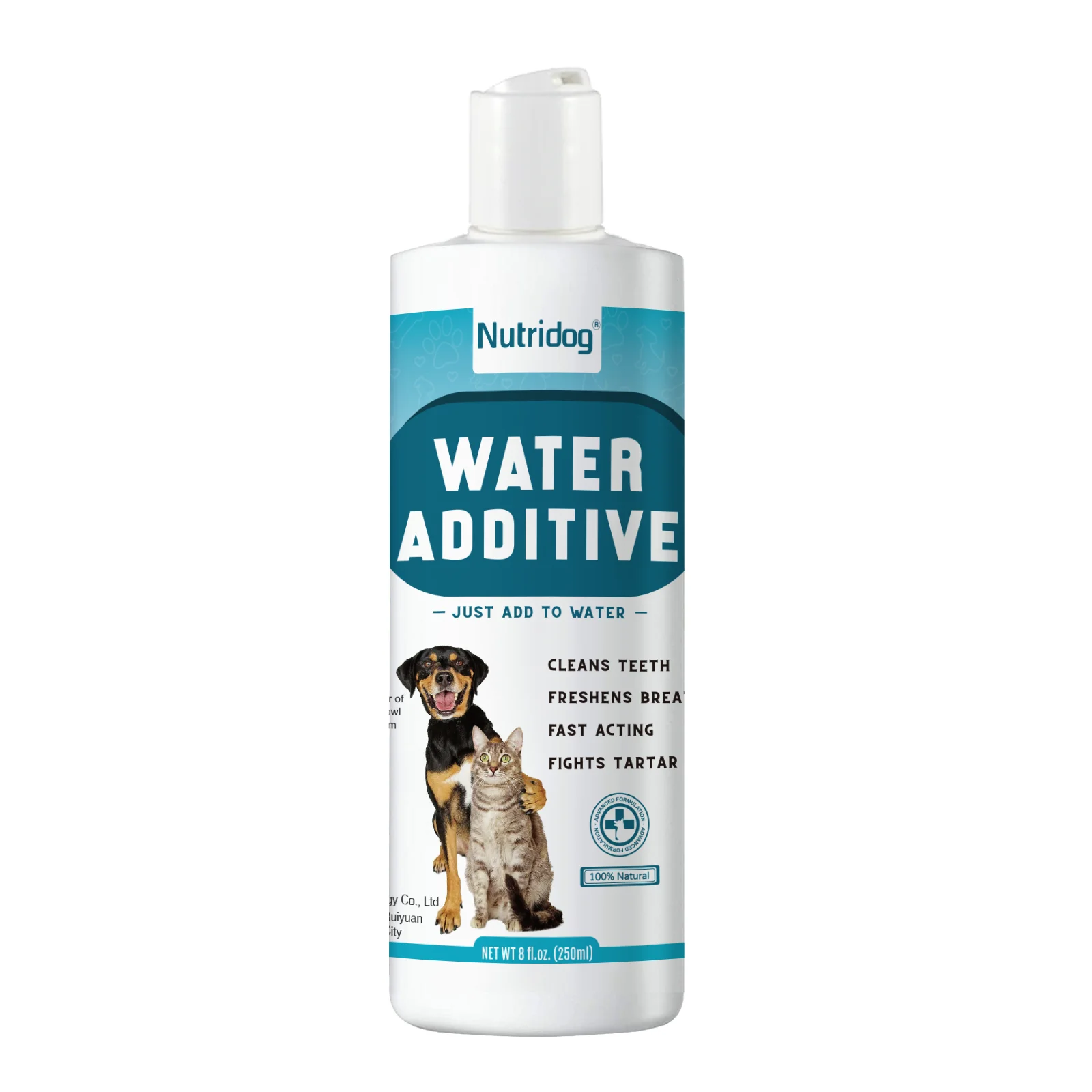 NUTRIDOG 개&고양이 치과 물 첨가제 신선한 호흡 치과 관리 보충제는 플라크와 구취를 제거합니다.