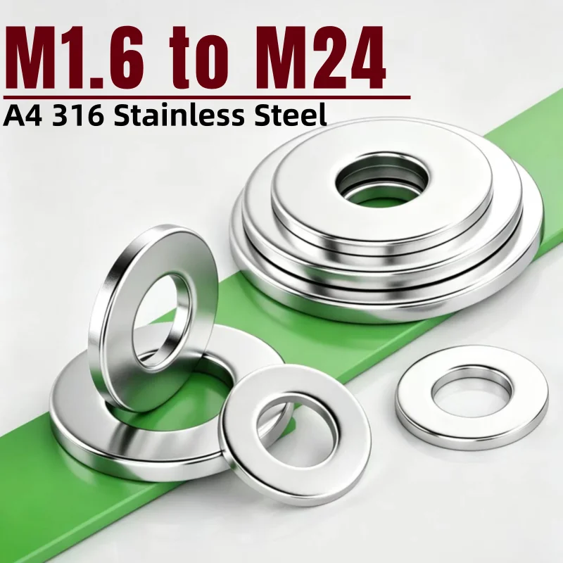 M1.6 to M24 A4 316 Stainless Steel Oversize Big Wider Thick Flat Washer Plain Gasket Shim Thickness:0.3mm~8mm