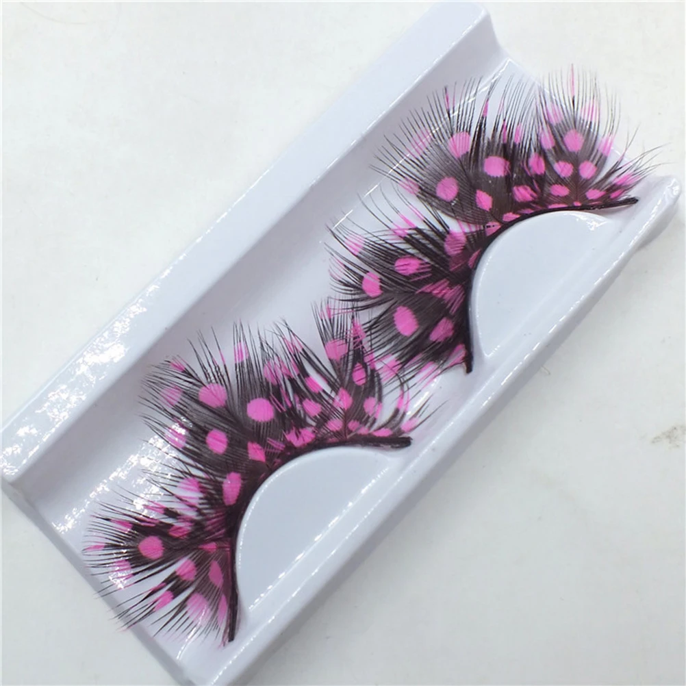 

2Pairs False Eyelashes Handmade Reusable Charming Colorful Eyelash For Party Halloween Costume Comfortable Durable