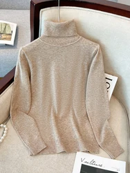 Autumn Winter Women Pullover Sweater Fashion Turtleneck Knitted Female Jumper Long Sleeve Winter Black Soft Elastic Loose Tops