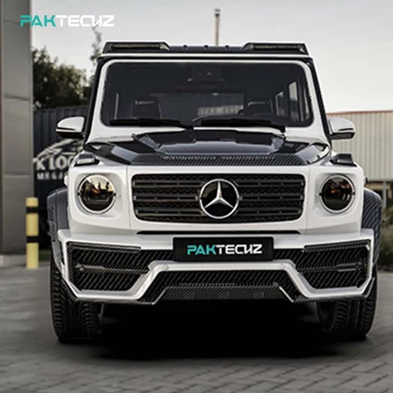 Paktechz Dry Carbon Fiber Parts Body Kit Engine Hood Bonnet for  Benz G500 G550 G63 W464 Ver1