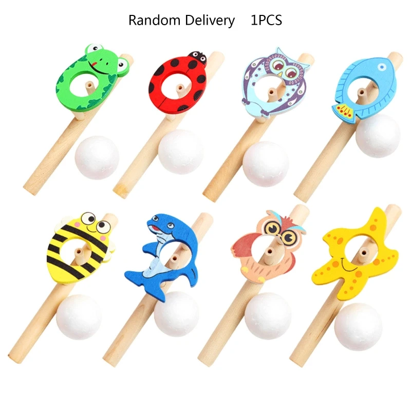 Wooden Ball Toy Blowing Ball Stick w/ 1 Foam Ball for Kiddie Vital Capacity Develop Sport Breath Training Birthday Gift