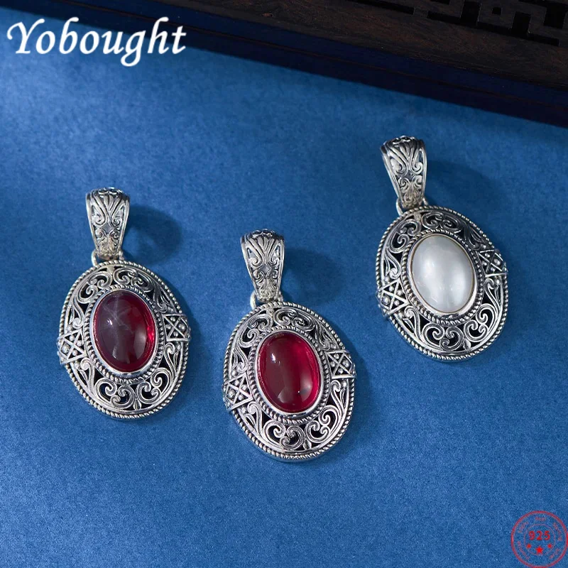 

S925 sterling silver pendants for Women New Fashion hollow eternal rattan Oval Mapei Pearl red corundum jewelry free shipping