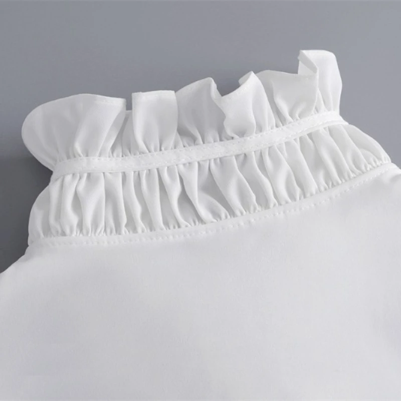 한국 스탠드 Bowknots 셔츠 가짜 칼라 프릴 에지 스트랩 하이 칼라 가을 스웨터 블라우스 탑 Derachable Tie Collars