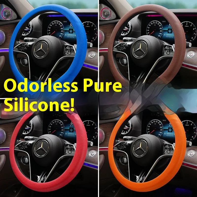 New Sporty Thickened Steering Wheel Cover Silicone Sun-proof Anti-scald Universal Car D-shaped Handpiece Wear-resistant