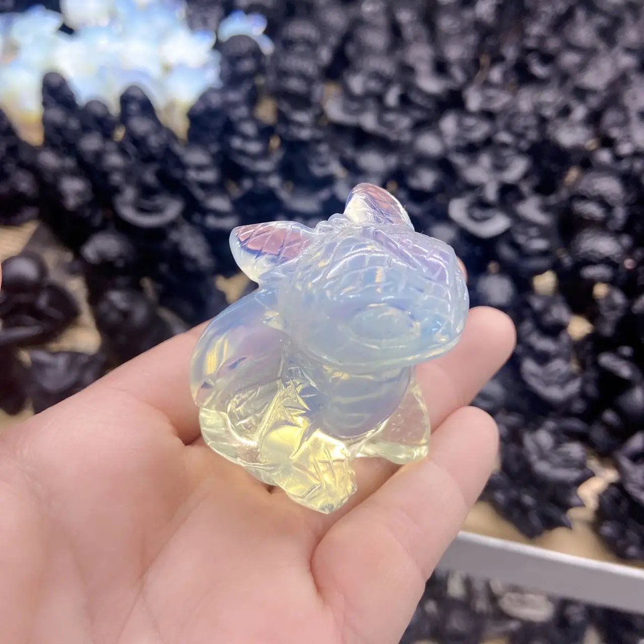 1pcs  high quality natural opal energy healing crystal quartz hand carved cute cartoon toothless baby crafts home decoration