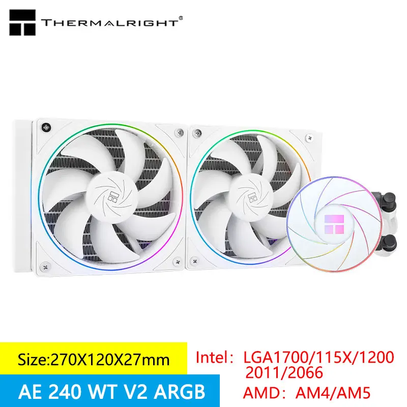 

Thermalright Aqua Elite White 240 V2 встроенный водяной холодный радиатор Halo ARGB поддерживает LGA1700/115X/2011/AM5/AM4