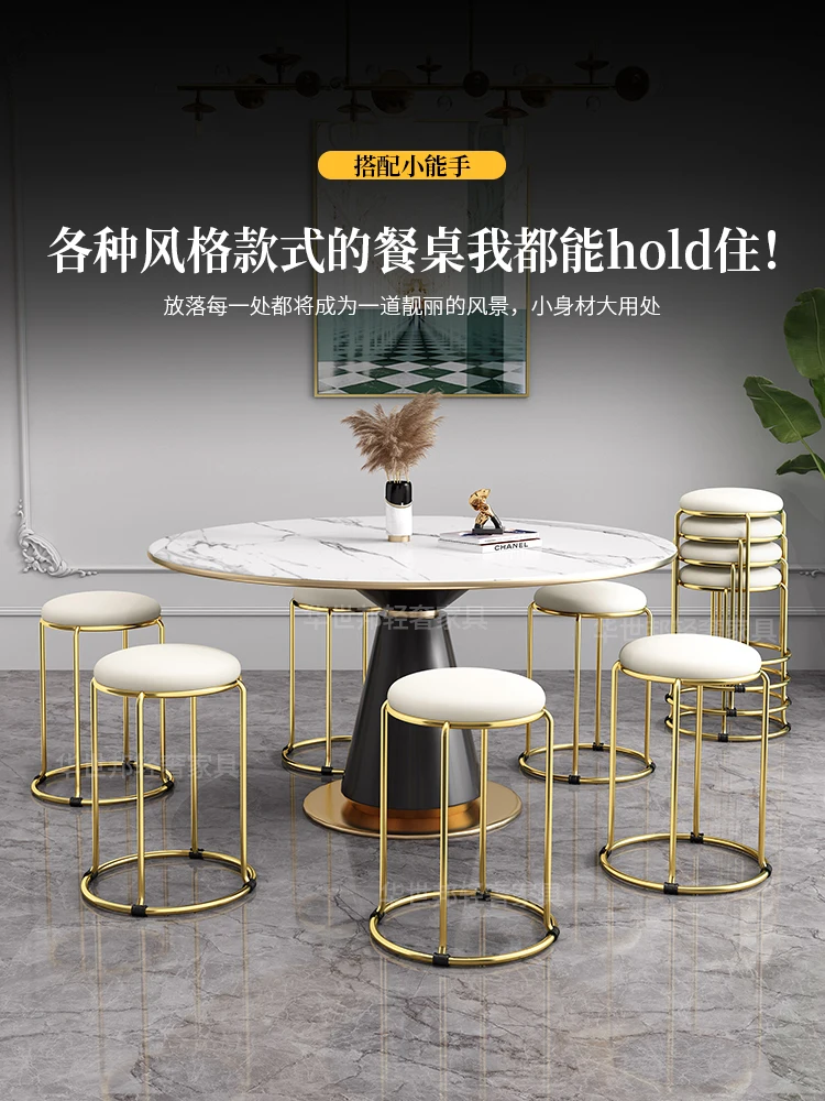 Soft kitchen luxury chair casual restaurant folding bar stool leisure chair iron, modern simple small round low stool