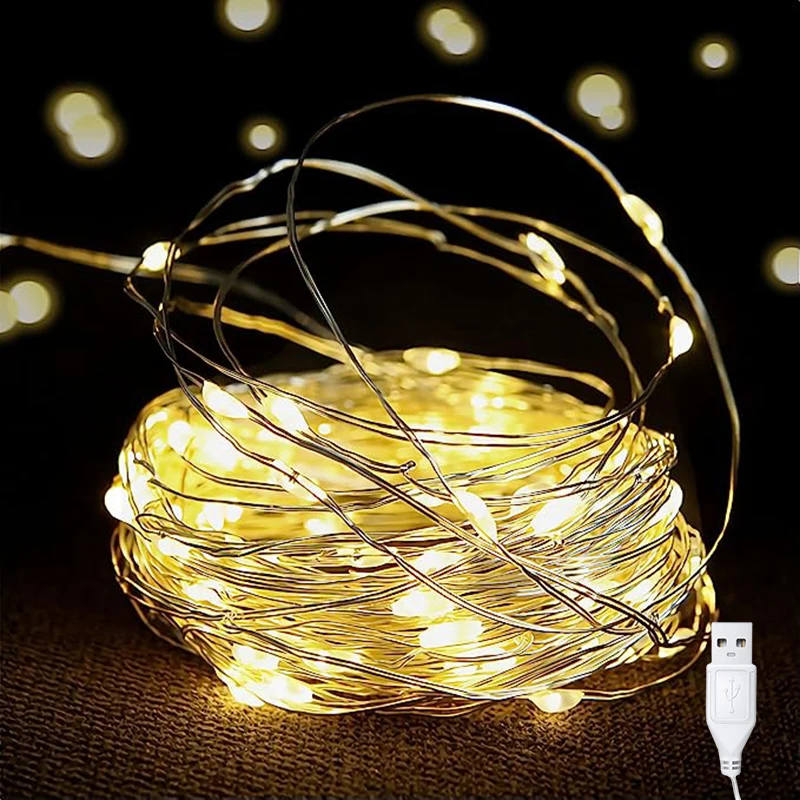 USB Fairy Lights LED Wedding Garland Light Party Garland Light Christmas Ornaments Living Room New Year Xmas Tree Decoration