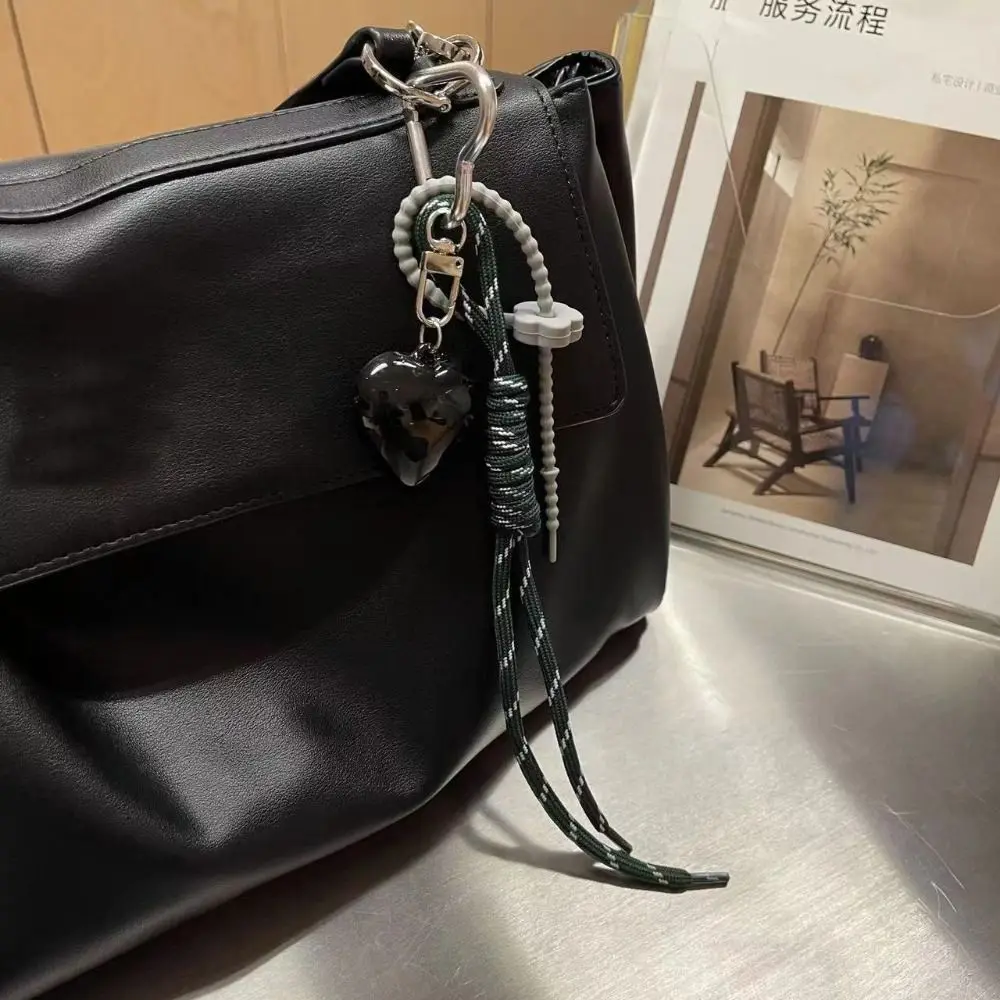 New Heart Leather Rope Keychain Handmade Cherry Bow Mobile Phone Lanyard Y2K Bag Pendant Ornaments Gifts