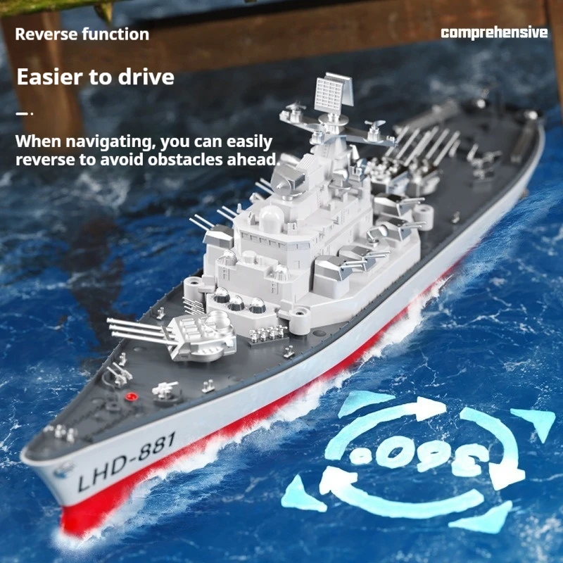 2.4G Remote Control Warship 1 390 Scale Battleship Model Watch Sensor Controlled Waterproof Electric RC Boat For Water Pool Play
