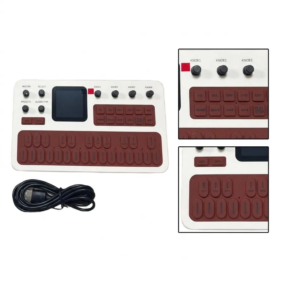 FM-1 Portable FM Synthesizer Built-in Speaker TFT Display Multi Effects 16-Step Sequencer For MIDI Music Synthesizer