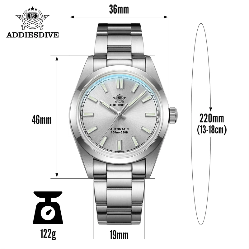 ADDIESDIVE Top Brand Men Watches PT5000 Automatic Sapphire Crystal  100mm Waterproof BGW9 Super Luminous Mechanical Watch Reloj