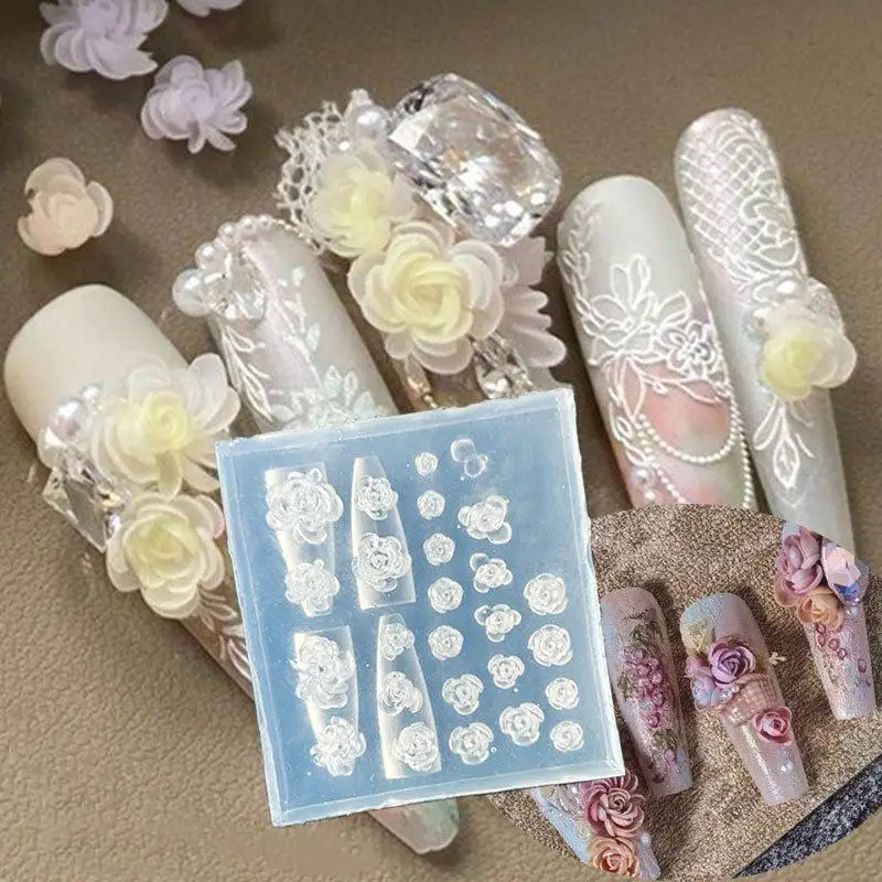 3D Blumen-Rosen-Schleife Silikon-Nagelstempel DIY Nagelkunst-Dekor Stempelvorlage Maniküre-Werkzeug