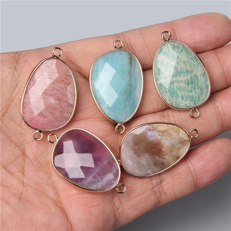 2pcs Natural Stone Pendants Amethysts Lapis Crystal