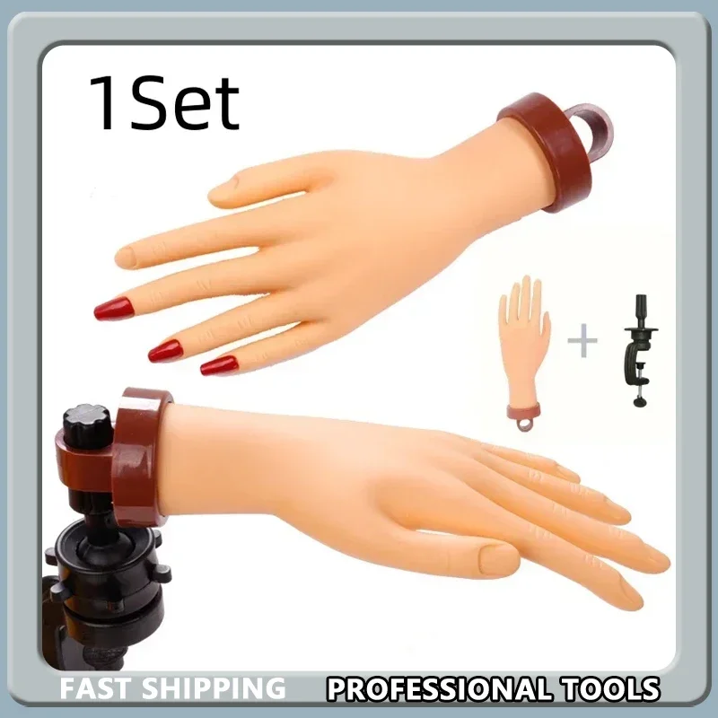 

1Set Flexible Soft Adjustable Nail Art Fake Hand Prosthetic Model Plastic Finger Practice Tool for Manicure Training Display